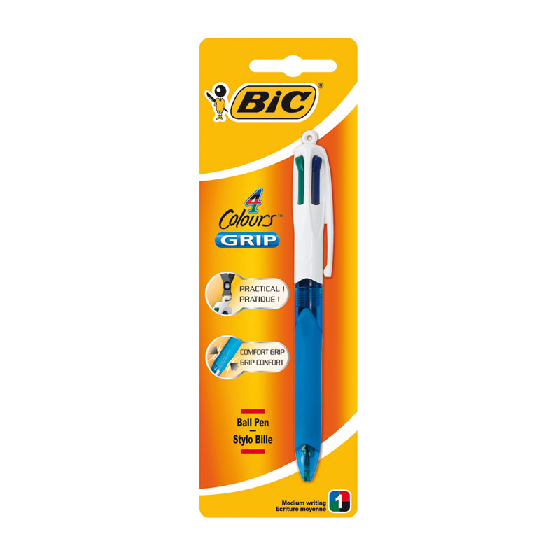 Bolígrafo Bic 4 colores clásicos con grip