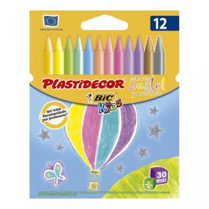 Cera Plastidecor 12 colores pastel