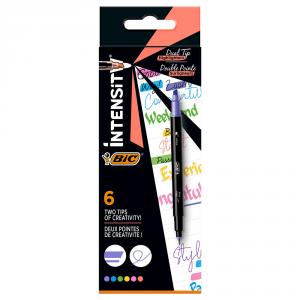 Rotulador doble punta 6 colores Bic Intensity