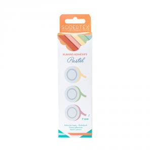 Set 20 rollos de cinta adhesiva de colores pastel 10mx7mm