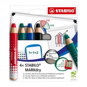 Lápiz color para pizarra blanca Stabilo Markdry caja 4 colores