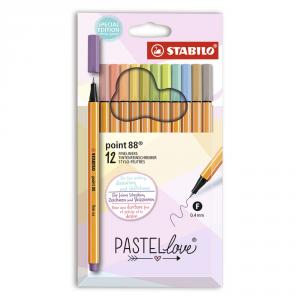 Rotulador 12 colores pastel Stabilo Point 88 Pastel Love