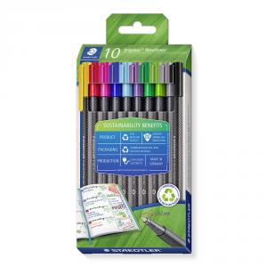 Rotulador triplus fineliner eco 10 colores