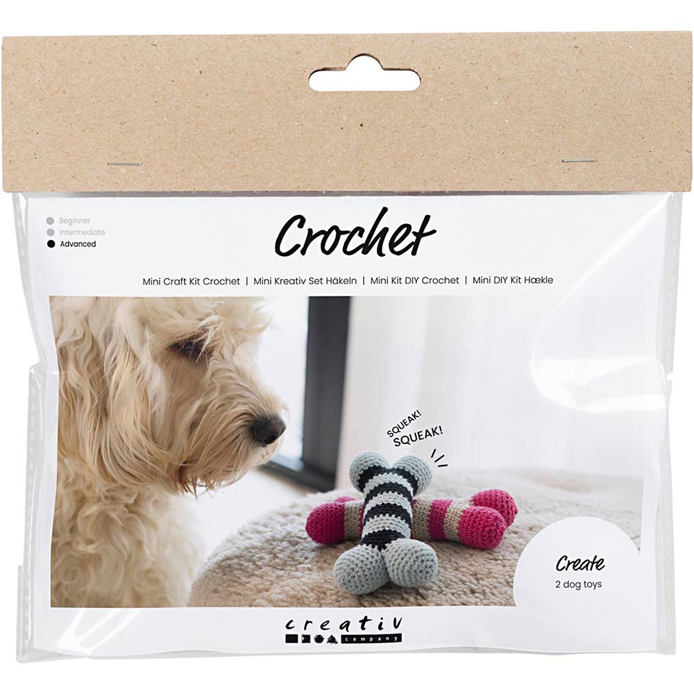 Mini kit DIY crea hueso de juguete para perro de crochet.