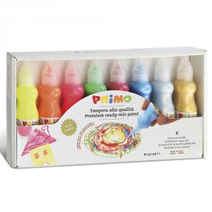 Témpera 8 colores flúor y metalizados 50ml. Primo