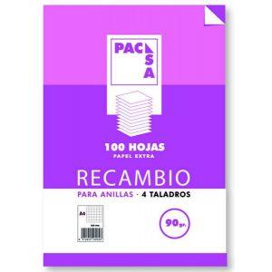 Recambio A4 milimetrado 100 hojas 4 taladros