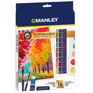 Set pintura acrílica 16 piezas Manley