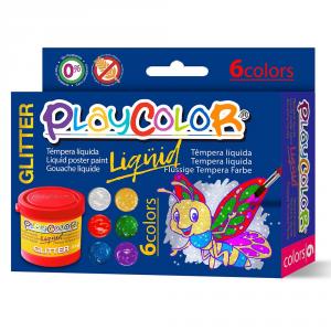 Témpera líquida 6 colores glitter 40ml. Playcolor