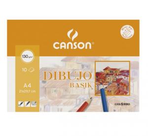 Set 10 láminas de dibujo A4 sin recuadro 130gr. Basik Canson