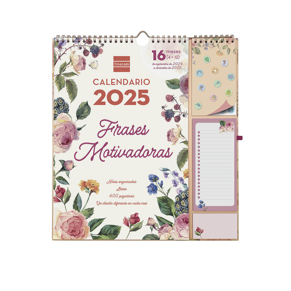 Calendario pared Plus 20242025 frases motivadoras 16 meses Finocam