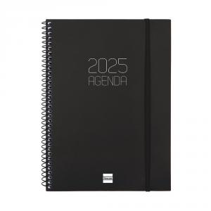 Agenda espiral Opaque E10 negro 2025 semana vista horizontal