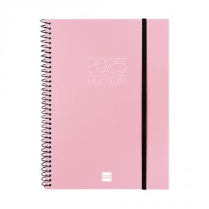 Agenda espiral Opaque E10 rosa 2025 semana vista horizontal