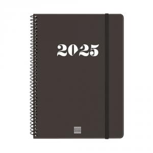 Agenda espiral My E10 negro 2025 semana vista horizontal