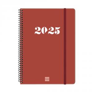 Agenda espiral My E10 rojo 2025 semana vista horizontal