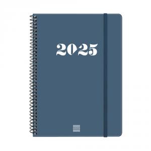 Agenda espiral My E10 azul 2025 semana vista horizontal